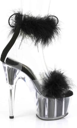 Pleaser - ADORE-724F Sandaal met enkelband, Paaldans schoenen - Paaldans schoenen - 44 Shoes - Zwart/Transparant — thumbnail 3