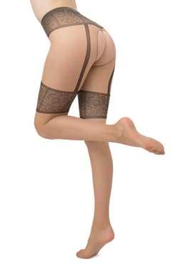 Giulia - Intimo Noir 20den Sheer Panty met open kruis - Beige - Small — thumbnail 9