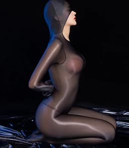 Erotische verleidelijke Panty bodysuit - Masker - Capuchon - Open kruis - Doorzichtig - Elastisch - One size - Unisex - Sexy - BDSM — thumbnail 3