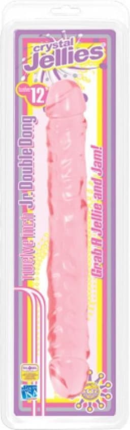 Doc Johnson Crystal Jellies dubbele dildo Jr. Double Dong roze - 30,23 cm — thumbnail 16
