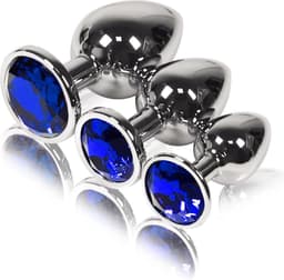 Metalen Buttplugs voor mannen en vrouwen - Erotiek & Seksspeeltjes - Buttplug Set 3-Delig - Anale speeltjes & Butt Plug - Blauw — thumbnail 2