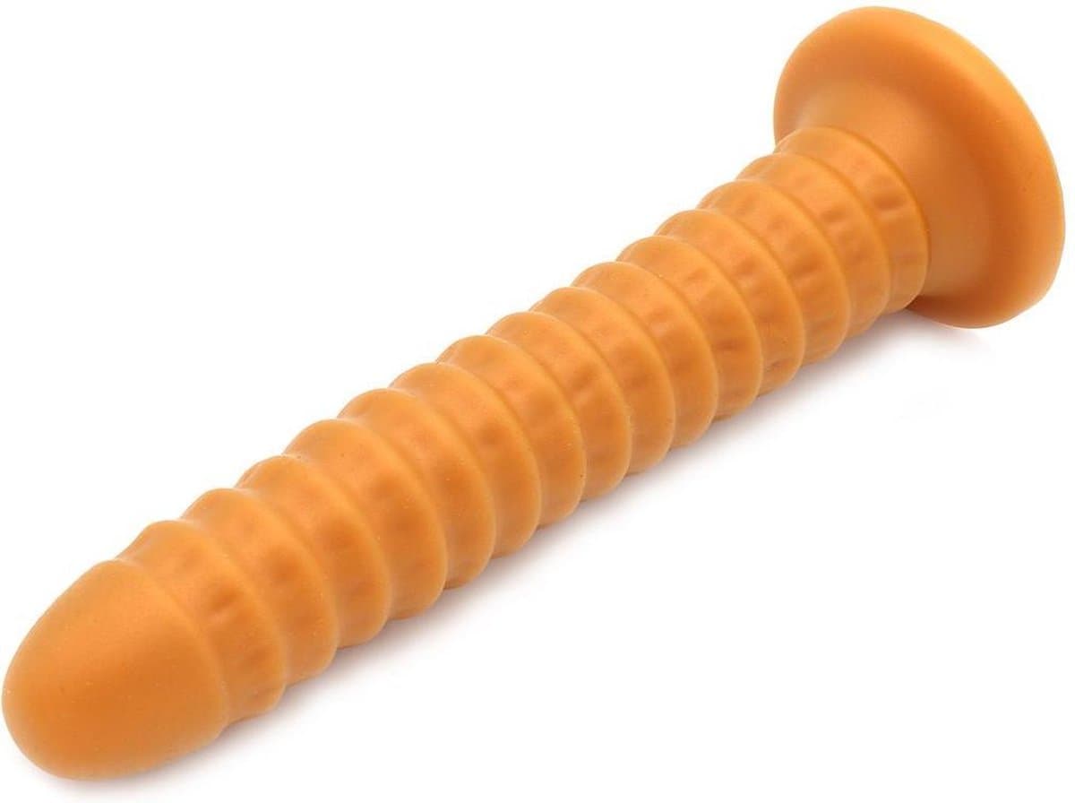 Gold Play - Soft Liquid Siliconen Anaal Dildo Ribbed - Goud L — afbeelding 1