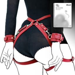 DOWO® - Body Bondage - Handboeien - Kleding Accessoires - Sexy Lingerie - Erotiek Riem - SM BDSM - Leer- Harnas Vrouwen - Sextoys voor vrouwen - Rood — thumbnail 1
