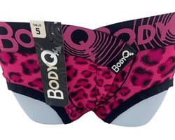 BodyQ Men's Underwear Boxer - Panter Look Roze & Roze Zwarte Band - Large - Sexy Lingerie voor Mannen