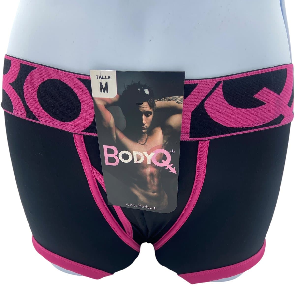 BodyQ Sexy Heren Boxershort – Zwart/Roze – Erotische Herenlingerie – Maat XS — afbeelding 1