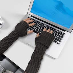 Allecto plus - Lange gebreide armwarmers voor dames, vingerloze handschoenen met duimgat. — thumbnail 4