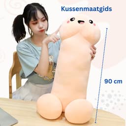 JustValue Penis Knuffel - 90 cm - Erotiek - Bodypillow - Piemel - Zacht - Kussen - Sex Toy - Beige - Vanille - Blank — thumbnail 5