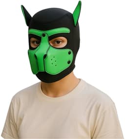 Hondenmasker Groen – Cosplay Masker voor Volwassenen – Verstelbaar – Kinky Pleasure® – Puppy Roleplay Masker — thumbnail 2
