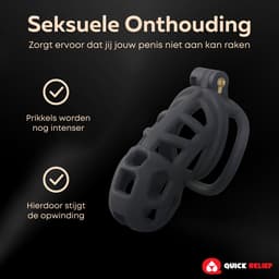 Quick Relief Elite Lock™ Large - Chastity cage - Kuisheidskooi met 4 ringmaten - Kuisheidskooi voor Mannen - Sissy - Cock Cage - Zwart — thumbnail 10