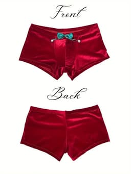 kerstlingerie boxer heren sexy bel string fluweel goedkoop floers sexy erotisch kostuum heren christmas muts — thumbnail 5