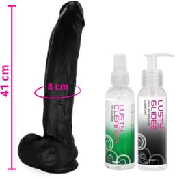 Lusty Mega Realistische Grote Dildo met zuignap - 41 x 8 cm! - XXL Dildo Voordeelpack - Extreme Zwarte Dildo voor anaal gebruik — thumbnail 1