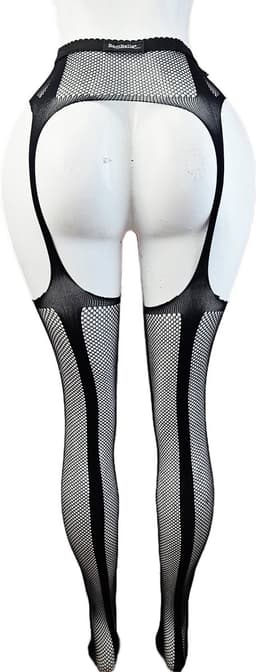 BamBella ® - Panty -Onesize - open kruis hoge kousen broek Dames - Onesize - sexy Erotische lingerie van kant zwart — thumbnail 2