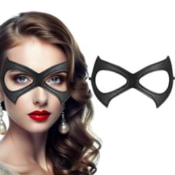 Zwarte kat masker - Half kat oog masker - Make-up bal masker - Rollenspel kostuum feest - Dress-up lederen masker - 2 stuks kostuum — thumbnail 1