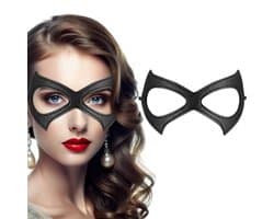 Zwarte kat masker - Half kat oog masker - Make-up bal masker - Rollenspel kostuum feest - Dress-up lederen masker - 2 stuks kostuum