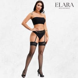 Elara Adeline – Sexy Jarretel Gordel met Kousen – 2-Delige Lingerieset – Verleidelijke Netkousen met Kant – S t/m XL – Dames Lingerie — thumbnail 6
