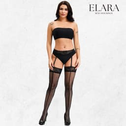 Elara Novalie – Sexy Jarretel Gordel met Kousen – 2-Delige Lingerieset – Verleidelijke Netkousen met Kant – S t/m XL – Dames Lingerie — thumbnail 8