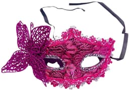Venetiaans Masker - Maskerade Masker- Kantpatroon - Roze/Zilver — thumbnail 3