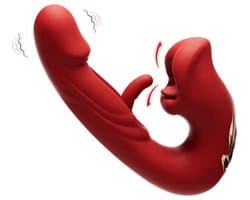 Luxe Vibrator met Zuigfunctie – 3-in-1 Clitoris & G-spot Stimulator – Valentijn – Vibrators voor Vrouwen- Sex Toys voor Koppels – Seksspeeltjes voor Mannen - 10 Vibratiestanden – USB Oplaadbaar – Waterdicht – Medisch Siliconen – Rood