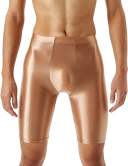 Strakke Glanzende Herenshort – Stretch Boxer – Erotische broek - Goudkleurig — thumbnail 1