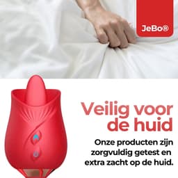 De Roos - 2 in 1 Tong Vibrator met Stotende Dildo - Gspot Stimulator - Clitoris - seksspeeltje - sex toy - luchtdruk - Rood — thumbnail 4