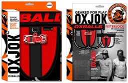 Oxjok Fisterjock - 3D Rubber Fist Jockstrap - Zwart/Rood L — thumbnail 3