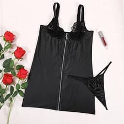 Sexy jurk met rits aan de voorkant voor dames, lingerie, clubwear, mini-jurk met bodycon kanten bh-jurk — thumbnail 6