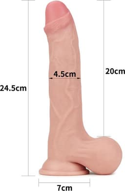 Lovetoy Sliding Dual Layer - Dildo met Ballen - Glijdende Huid - Flexibel - Realistisch - 24,5 x 4,5 cm - Flesh — thumbnail 12