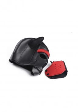 Neoprene Puppy Hood - Black and Red — thumbnail 16