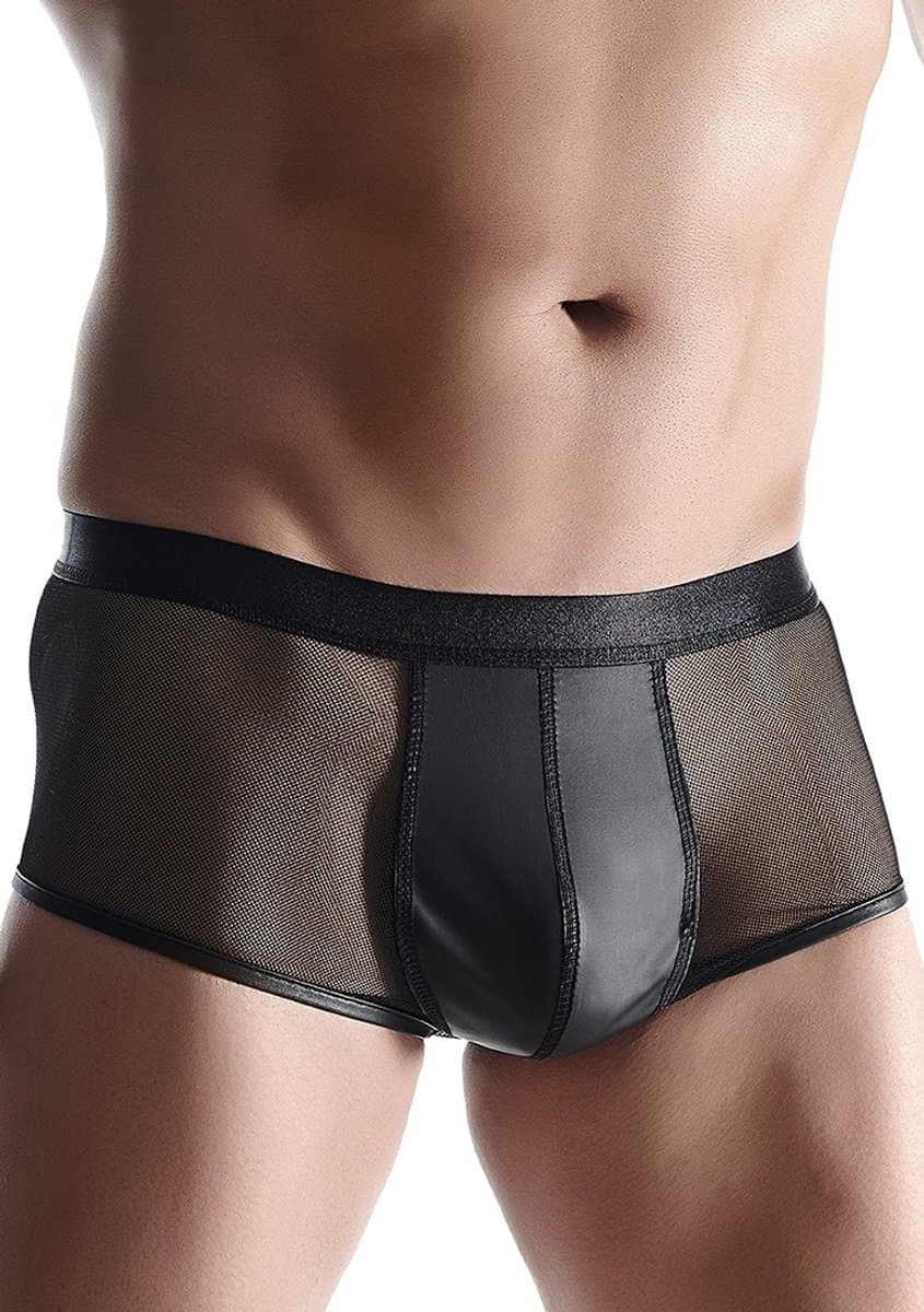 LINGERIE OUTLET Wetlook and Mesh Men's Shorts - S black S — afbeelding 1