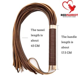 De Originele Lederen Seks Zweep - BDSM - 60CM - Bruin - Flogger - PU Leder — thumbnail 3