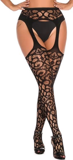 Sexy luxe zwarte panty kousen met jarretelgordel -Luxe panty - jarretel kousen- Cadeau voor Vrouw - Erotische kousen — thumbnail 4