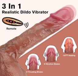Stuwende Realistische Dildo - Verwarmende Dildo's voor Clitoraal G-spot Anaal - Seksspeeltjes couples Mannen & Vrouwen - Afstandsbediening Vibrator Speelgoed met 9 Stuwende & Vibrerende Modus Sex Toys for Vrouwen Sex Speeltjes — thumbnail 3