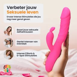 PureVibe® Magic Pulsing Rabbit – Stotende Rabbit Vibrator voor Vrouwen – Clitoris & G-Spot Stimulator – Dildo - 10 Stoot- & 10 Vibratiestanden –Realistisch Sex Toys voor Koppels – Roze — thumbnail 4