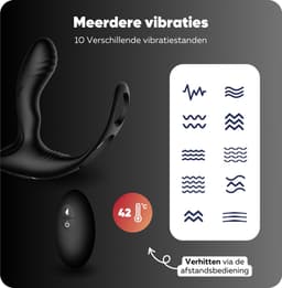Rosebay Luxe Prostaat Vibrator met Cockring & Afstandsbediening - Anaal Vibrator - Prostaat Stimulator - Verwarmd tot 42°C - Seksspeeltjes voor Mannen - Zwart — thumbnail 5