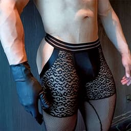 Erotische Ondergoed Heren panty - Doorzichtige open bil - boxershort - Zwart — thumbnail 2