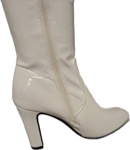 LUCKYSHOES-OVERKNIE LAARS-LAKLEER-WHITE-8 CM HAK-39 — thumbnail 4