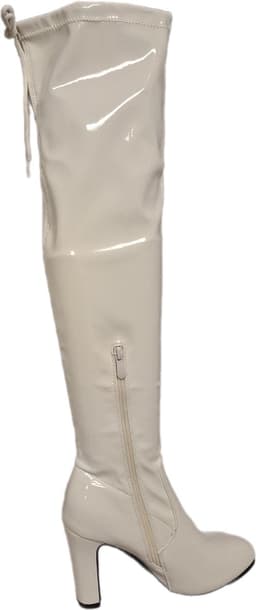 LUCKYSHOES-OVERKNIE LAARS-LAKLEER-WHITE-8 CM HAK-39 — thumbnail 1