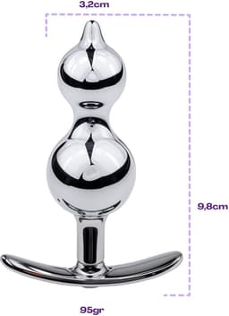 Cupitoys® Metalen buttplug - Zilver - Diamant paars - Anker - Beads - Sex toys voor vrouwen - Sex toys voor mannen - Buttplugs — thumbnail 5