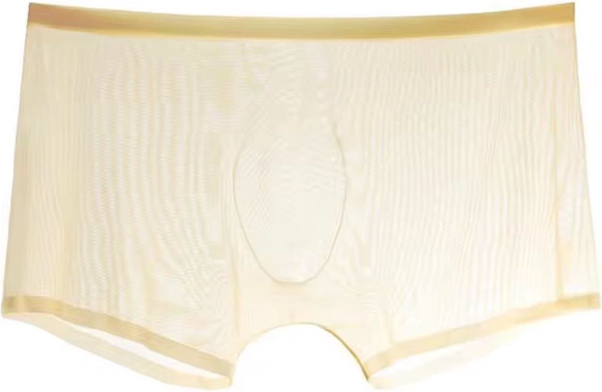 Transparante Heren Ondergoed Beige - Doorschijnend Boxershort - Mesh Onderbroek - Lingerie — afbeelding 1
