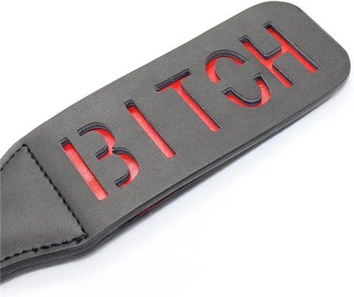 Paddle met BITCH Tekst| Double Spank| Leder — afbeelding 1