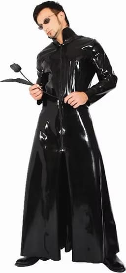 Latex wetlook lange jas - BDSM - Rollenspel - Unisex - SM Meester(es) - Goede kwaliteit — thumbnail 4