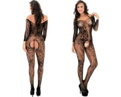 Sexy open Bodystocking, Erotische Body Panty, Sexy Catsuit met Open Kruisje.Ook voor Cadeau.