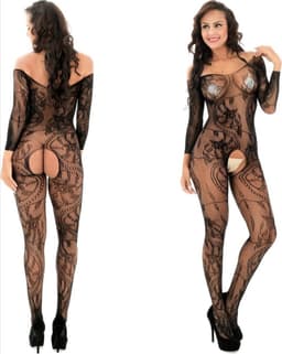 Sexy open Bodystocking, Erotische Body Panty, Sexy Catsuit met Open Kruisje.Ook voor Cadeau. — thumbnail 1