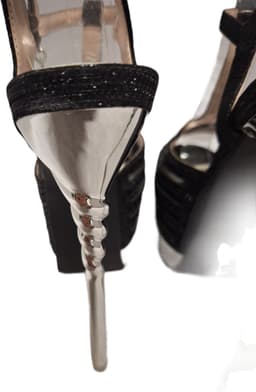 JUMEX- EROTISCHE PUMP-BLACK-STRASS-SILVER STILETTO HEEL-39 — thumbnail 3