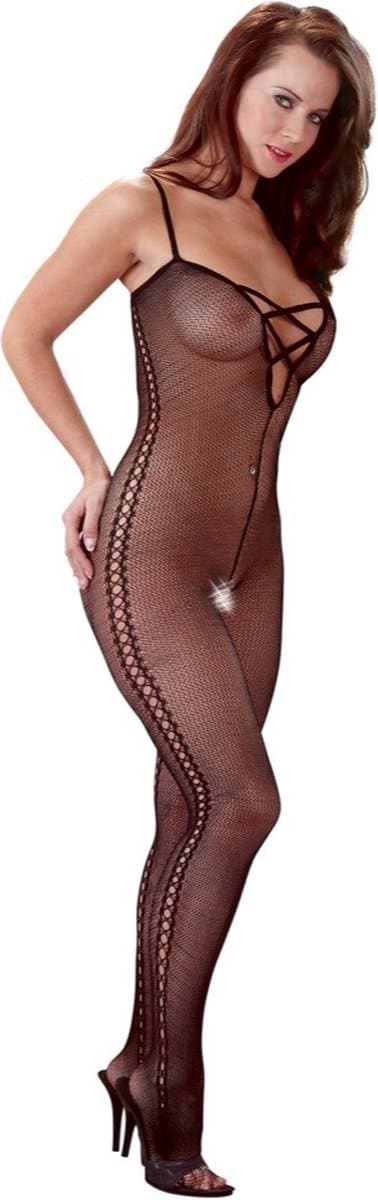 Sexy Lingerie - Catsuit met Open Kruis - Erotische Catsuit - Bodystocking - Visnet - S/M — afbeelding 1