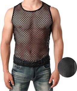 Heren mesh tank top - Visnet - Mouwloos - Erotisch hemd mannen - Polyester — thumbnail 3