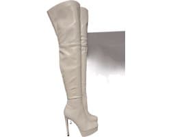 SHANGURETTI- EROTIC LAARS-WHITE-LEDERLOOK-HAK10CM-40