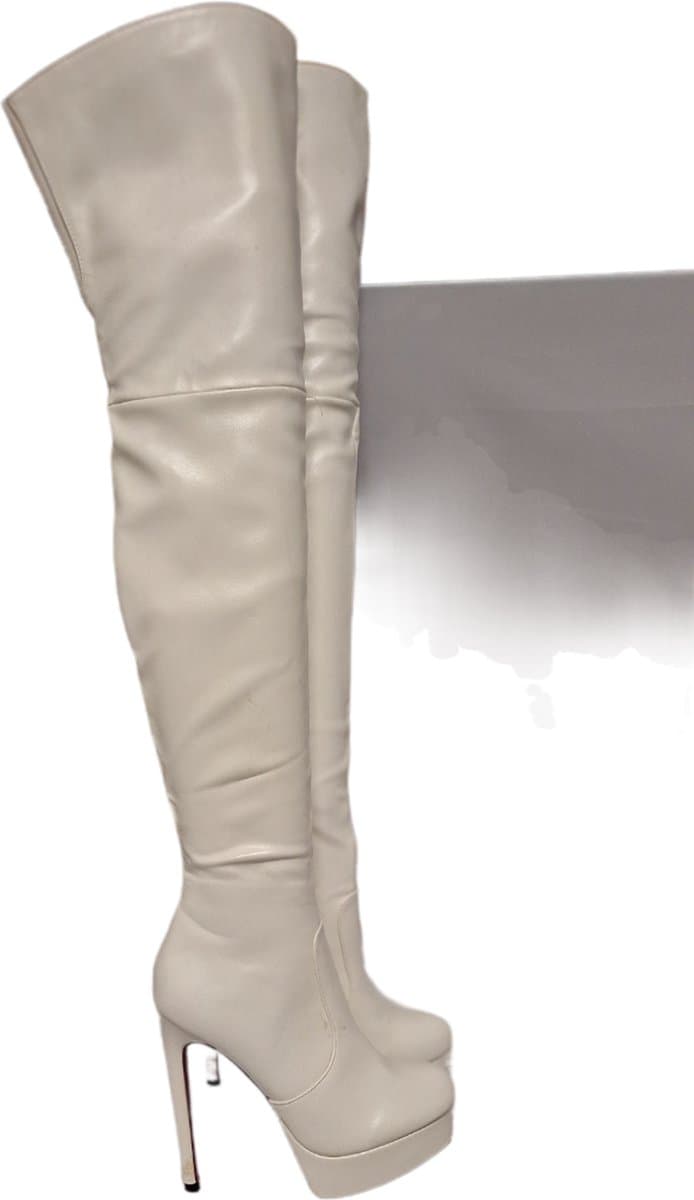 SHANGURETTI- EROTIC LAARS-WHITE-LEDERLOOK-HAK10CM-40 — afbeelding 1