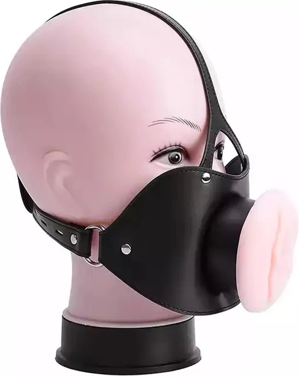 One2Play - Verstelbare siliconen mond gag vagina - Realistische pussy face - Open Mond plug - Deepthroat - BDSM — afbeelding 1
