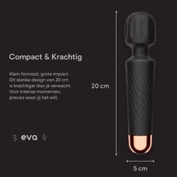 Eva® Personal Massager - Magic Wand - Vibrator voor Vrouwen - Krachtige Clitoris Stimulator - 75% Intensere Stimulatie - 20 Standen - Fluisterstil - Sex Toys voor Vrouwen - Seksspeeltjes - Cadeau voor Vrouw - Sensuele Audio - Obsidian Black — thumbnail 12